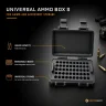 Open S ammo box with a removable insert for 9mm rounds.