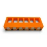 Orange 9mm magazine holder, showing the magnets on the mounting side.