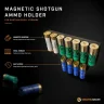 Cartouches de fusil dans un support magnétique fixé sur une surface métallique.